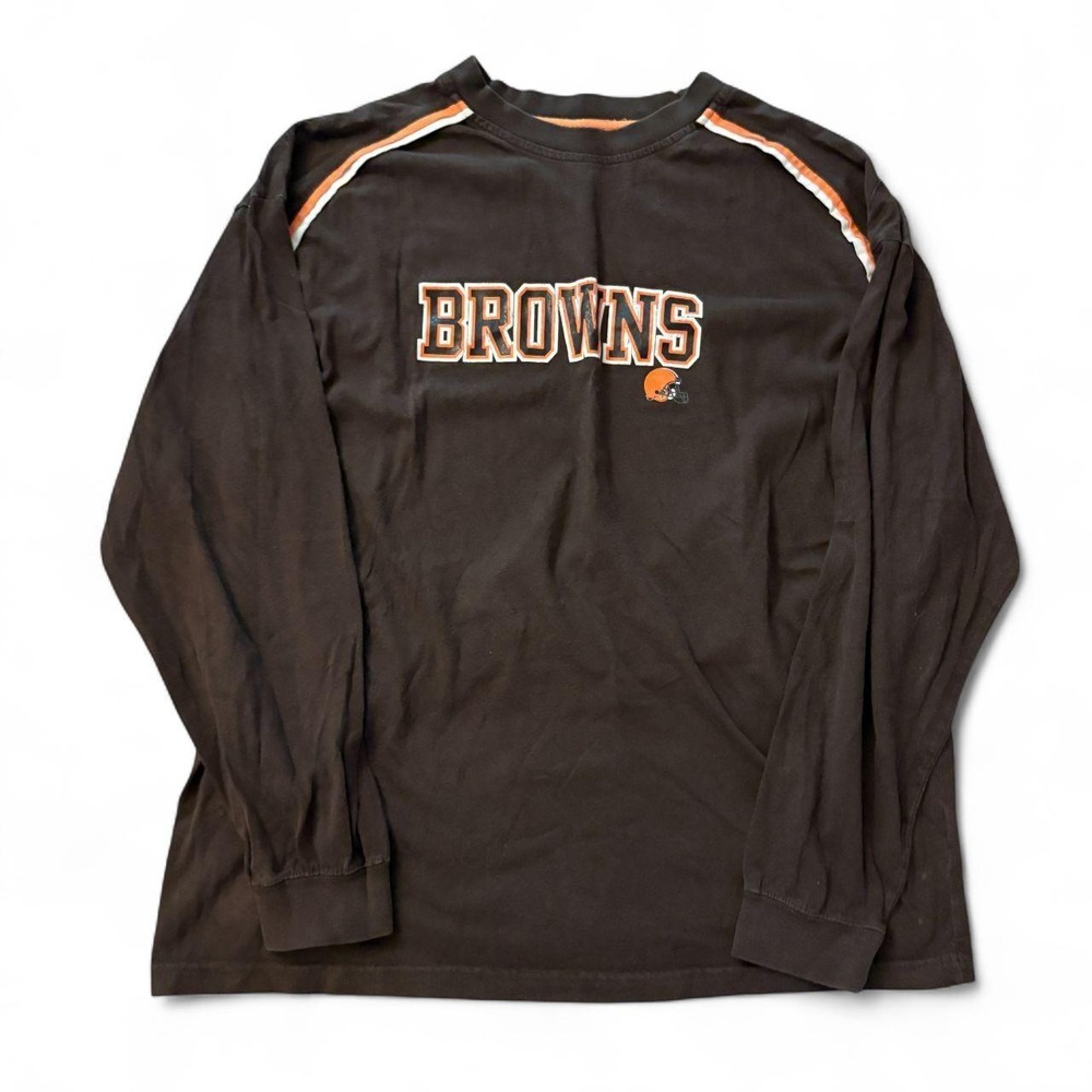Cleveland Browns NFL Team Apparel Brown Long Sleeve Shirt XL Football Vintage